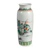 A large Chinese famille verte vase with figural scene, 19th/20th century