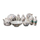 Eleven pieces of Chinese porcelain, famille rose, blue and white, 20th century
