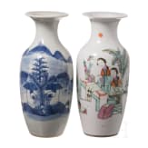 Eleven pieces of Chinese porcelain, famille rose, blue and white, 20th century