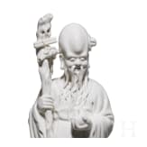 A Chinese blanc-de-chine porcelain figure of Shoulao, 20th century