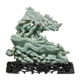 A Chinese jade carving with dragon boat, 20th century