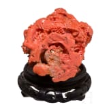 A carved Chinese figural coral flask, 20th century