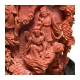 A carved Chinese figural coral flask, 20th century