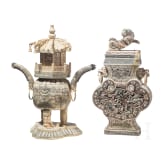 Two Chinese vases with bone attachments, 20th century