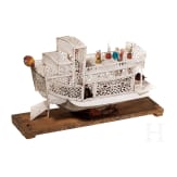 A Chinese bone model of a ship, 20th century