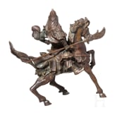 A Chinese bronze figure of a mounted warrior, circa 1900