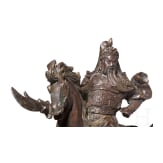 A Chinese bronze figure of a mounted warrior, circa 1900