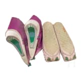 Two pairs of Chinese embroidered silk women's shoes, 19th century