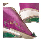 Two pairs of Chinese embroidered silk women's shoes, 19th century