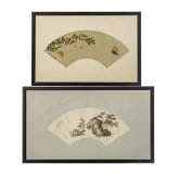 Two framed Chinese fans, probably late Qing Dynasty (early 20th century)