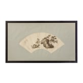 Two framed Chinese fans, probably late Qing Dynasty (early 20th century)
