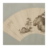 Two framed Chinese fans, probably late Qing Dynasty (early 20th century)