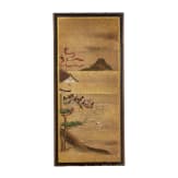 A big Japanese screen panel with samurai in a boat, Edo period (18th/19th century)