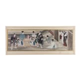 Three Japanese genre paintings, 19th century