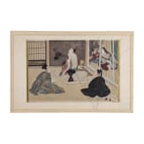 Three Japanese genre paintings, 19th century