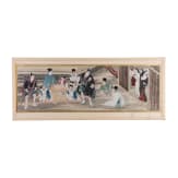 Three Japanese genre paintings, 19th century