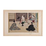 Three Japanese genre paintings, 19th century