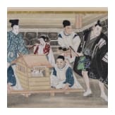 Three Japanese genre paintings, 19th century