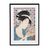 A Fukkoku reprint of a women with insect cage after a design by Kitagawa Utamaro (喜多川 歌麿, 1753 - 1806)