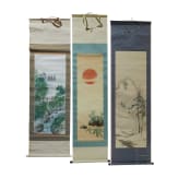Three Japanese kakemono scroll paintings, Taisho period