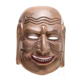 A Japanese Gigaku Noh Drama mask of a laughing old man, Edo period, 19th century
