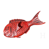 A Japanese lacquer box in the shape of a fish and a jubako (food carrier), probably Heisei period