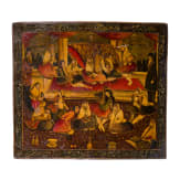 A Persian lacquer painting, Qajar period, 19th century