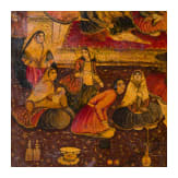 A Persian lacquer painting, Qajar period, 19th century