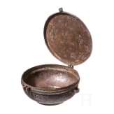 A silver inlaid alms bowl with cover, Tibet/Nepal18th/19th century