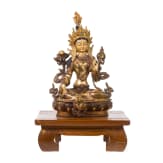 A Tibetan/Nepalese Green Tara with turquoise inserts, 20th century