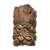 Four mainly Javanese masks and an Indonesian carved wooden chicken, 20th century