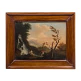 Romantic Landscape with Fishermen at a Waterfall, French, 18th century