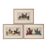 Three German colour prints with depictions of tournaments, late 19th century