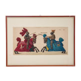 Three German colour prints with depictions of tournaments, late 19th century