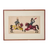 Three German colour prints with depictions of tournaments, late 19th century
