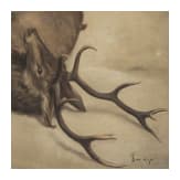Deer in the Snow, oil/board, German or Czech, 20th century