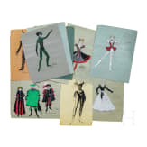 Unknown German artist, designs for theater costumes, 1970s