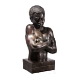 A massive French(?) bronze of a slave with handcuff, 19th century