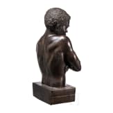 A massive French(?) bronze of a slave with handcuff, 19th century