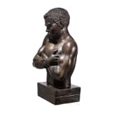 A massive French(?) bronze of a slave with handcuff, 19th century
