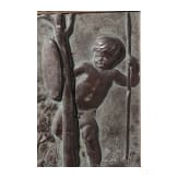 A German stucco relief panel with playing putti, circa 1900