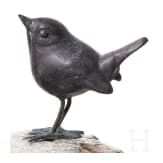Three German bronzes of a pair of fauns and a blackbird, circa 1900
