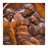 A French carved boxwood panel showing the Lamentation of Christ, late 16th century