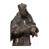 A German or Bohemian wooden figurine of St. Nepomuk, 18th century