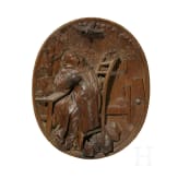 A carved Franconian oak panel showing St. Francis, 18th century