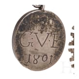 Three silver relic capsules (reliquary), 18th century/dated 1801 (one)
