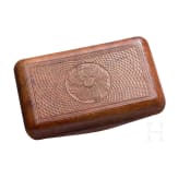A French pressed wood and tortoise shell snuff box with battle scene, circa 1815