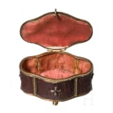 A German silver-gilt reliquary cross and brass-mounted horn box, circa 1800/19th century