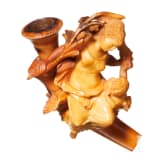 A carved meerschaum pipe with case