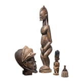 A Nigerian/Malian Gelede mask, ibori and two figures, 20th century